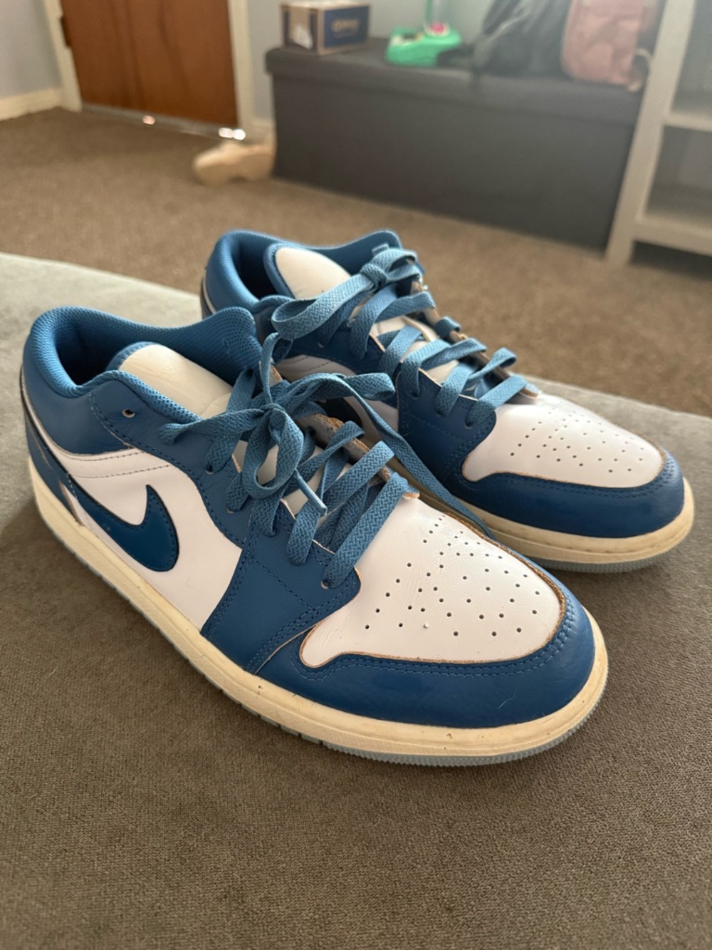 Jordan Men’s Low-Top Sneakers - White and Blue